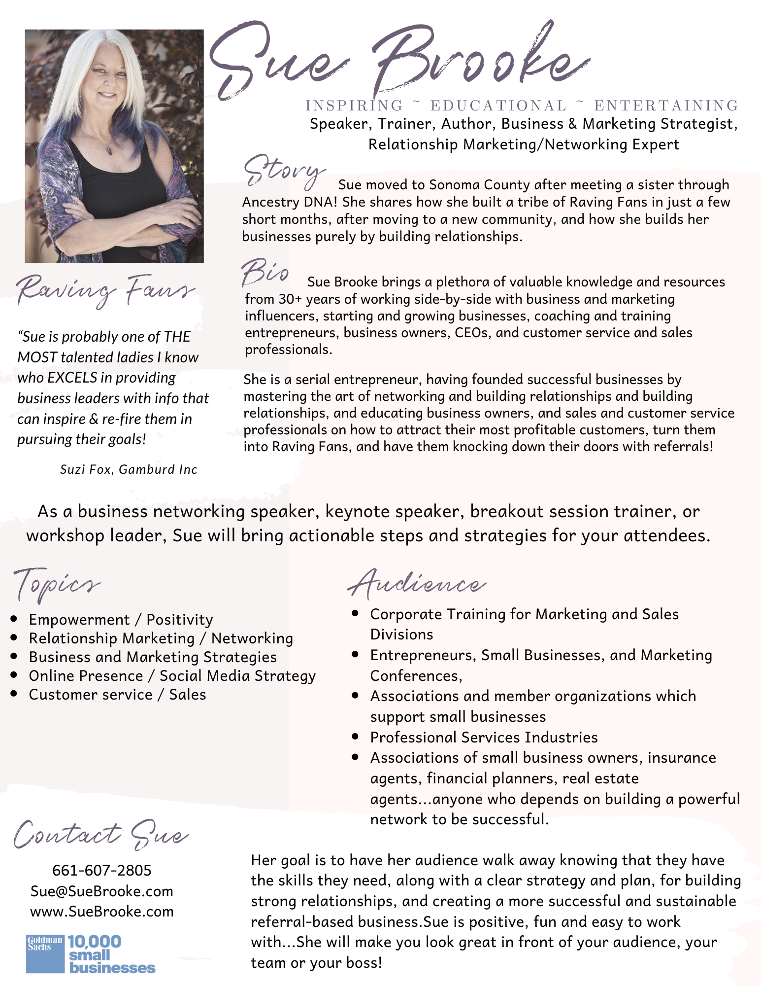 Sue Brooke Speaker Sheet